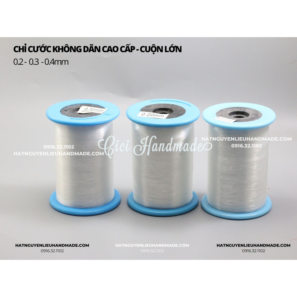 Chỉ cước trong không dãn cao cấp - cuộn lớn chuyên làm trang sức, đính váy đá, cườm Cici Handmade nguyên liệu đính kết