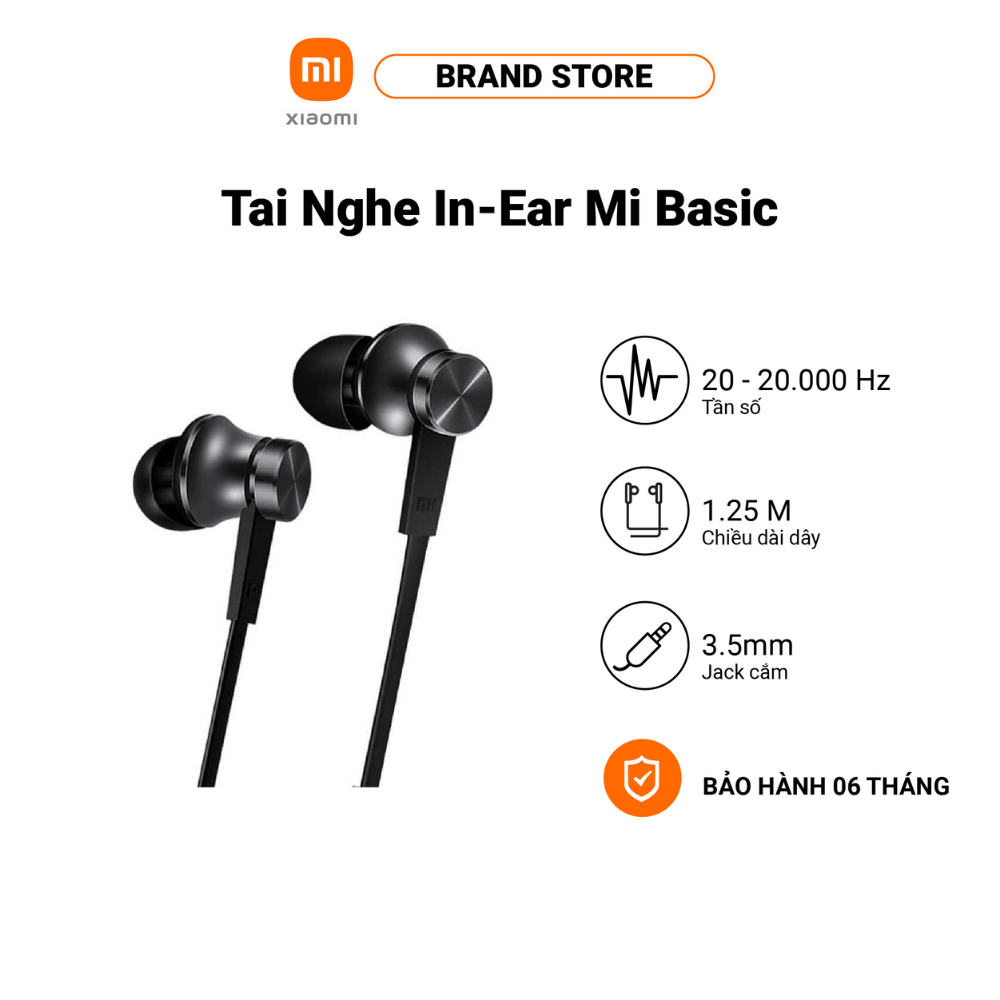 Tai nghe In-Ear Headphones Xiaomi Mi Basic | 20 - 20.000 Hz | Dài 1.25m | Độ phân giải cao cho âm thanh chính xác