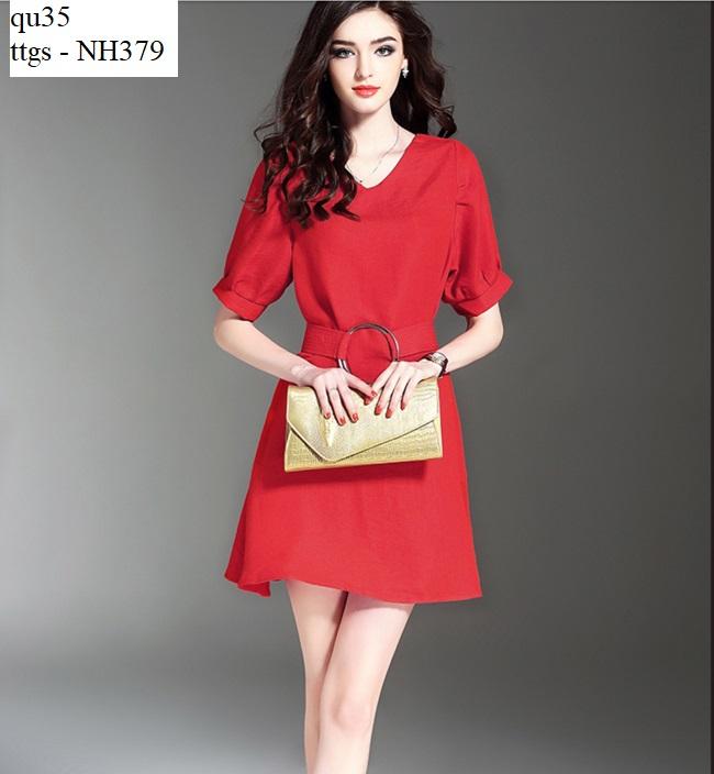 Ttgs - nh379 đầm suông tay lỡ duyên dáng