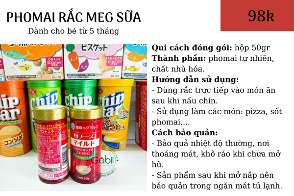 [HCM][BÉ 5 THÁNG] PHOMAI RẮC MEG SỮA - HŨ 50GR - GABII STORE