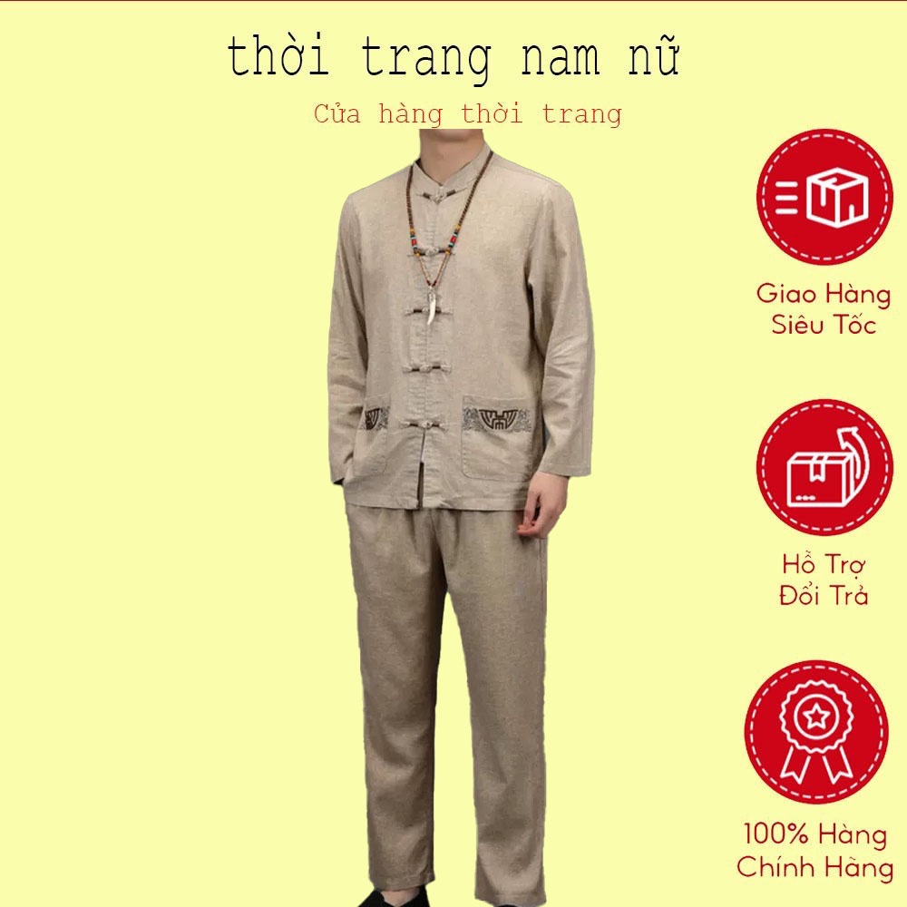 Bộ Đũi Nam cổ tàu ( Mát - Nhẹ Như Không)
