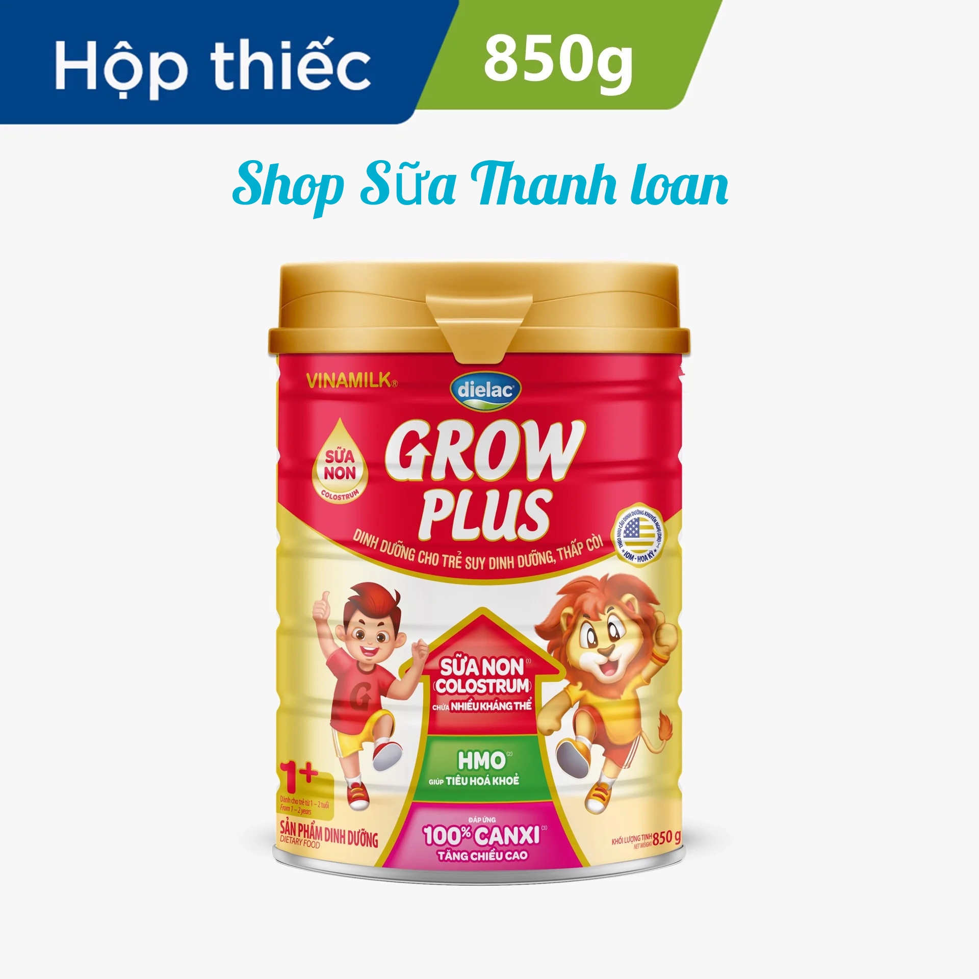 (Mẫu Mới) Sữa Bột VINAMILK Dielac Grow Plus 1+ HT 850g Sữa Non.