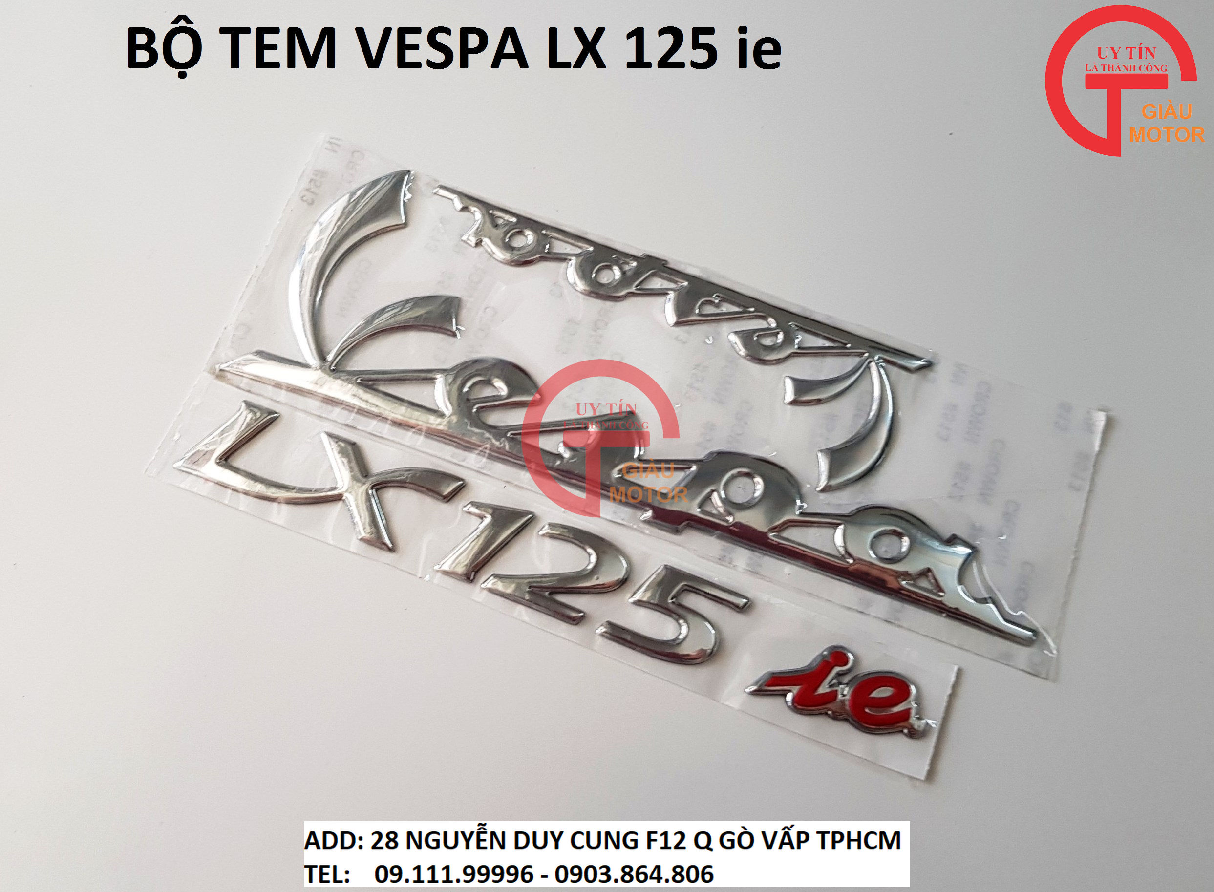 BỘ CHỮ NỔI MÀU BẠC CHỮ VESPA LX 125 ie DÁN XE PIAGGIO VESPA