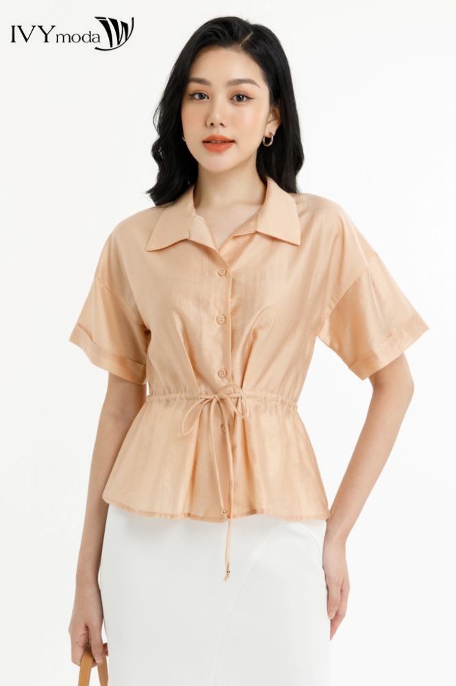 Áo sơ mi lụa dây rút eo IVY moda MS 16M7737