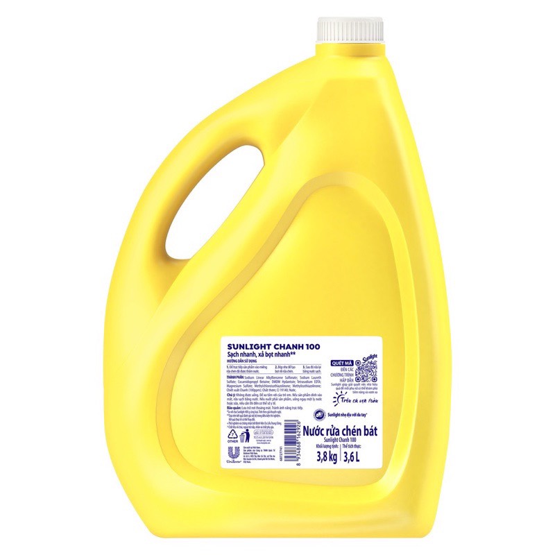 NƯỚC RỬA CHÉN SUNLIGHT CHANH 100 3,6kg