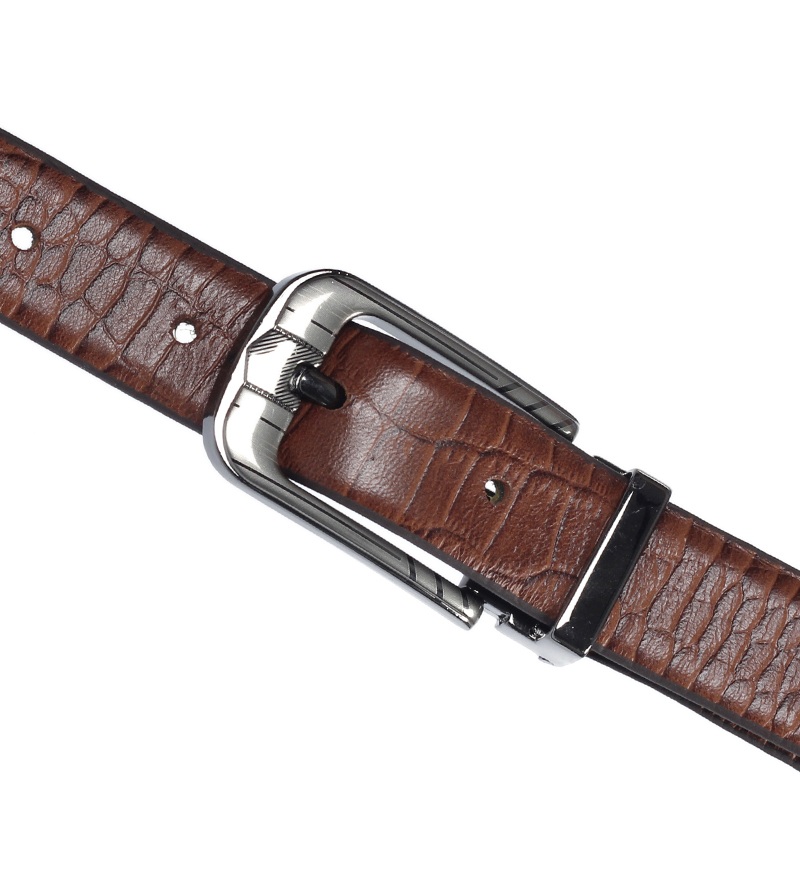 Thắt lưng nữ da bò vân cá sấu màu nâu TH5122