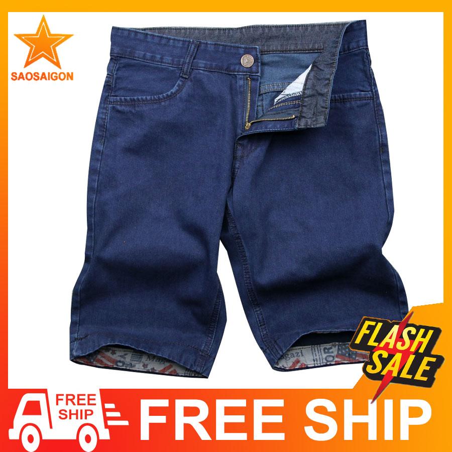 [Hoàn Tiền 15%] [HCM]Quần short jean nam xanh bạc cào xước vải đẹp SG32 saosaigon  quần short jean  quần short nam  quần ngố  quần nam