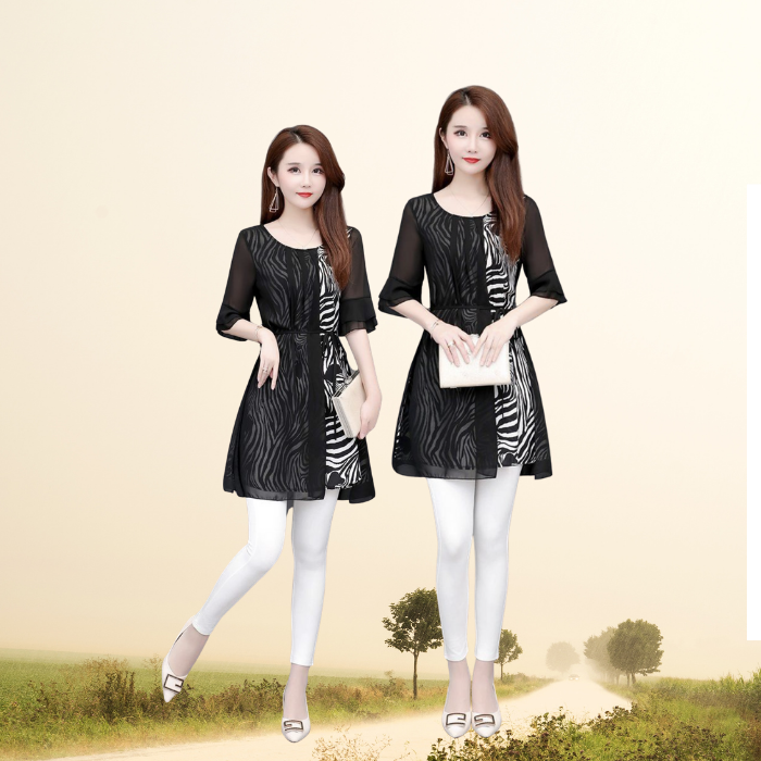 áo sọc phối cao cấp dáng dài (thời trang Anitagreen) AG09-0721