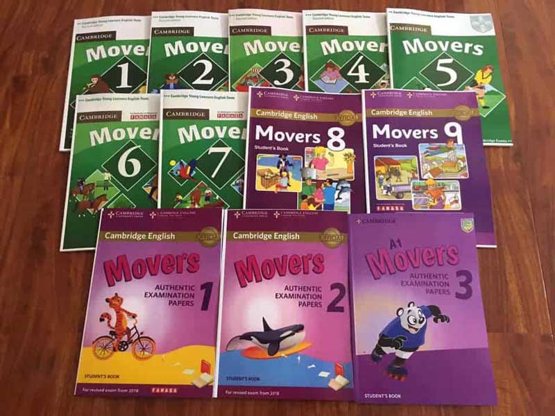 Bộ sách Cambridge Movers 13q ( in gộp thành 2 quyển dày),có file nghe&answerkey