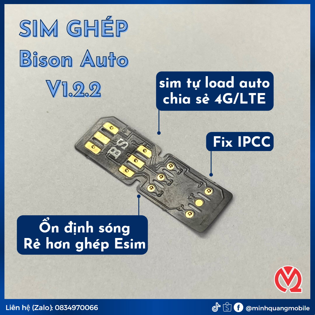 Sim ghép bison-auto v1.2.2, full chức năng, sim ghép 2 mảnh chuyên dùng cho các dòng ip cao cấp xr-14promax