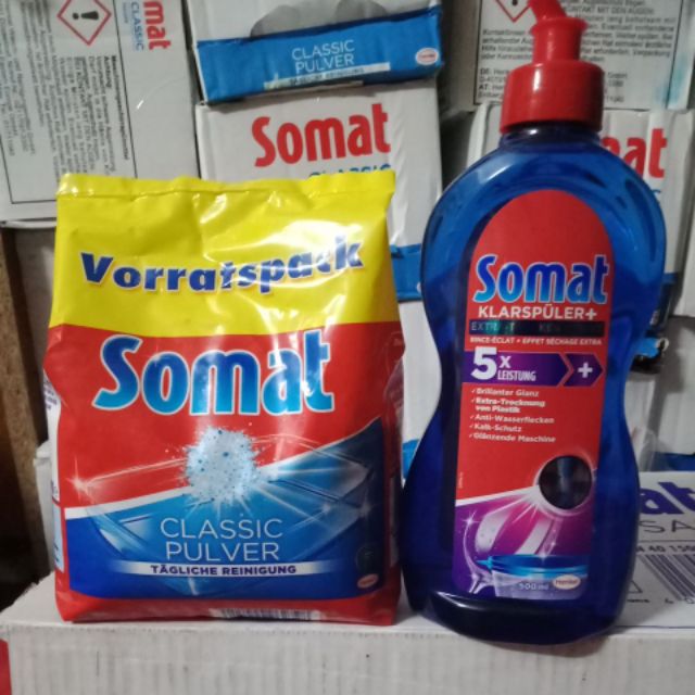 Combo Bột rửa bát Somat và nước làm bóng 750ml