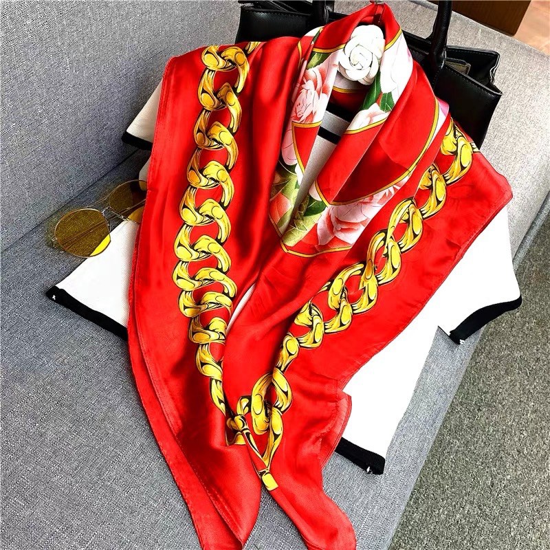 Khăn choàng cổ lụa vuông thanh lịch size 90x90cm đa năng - Khăn turban