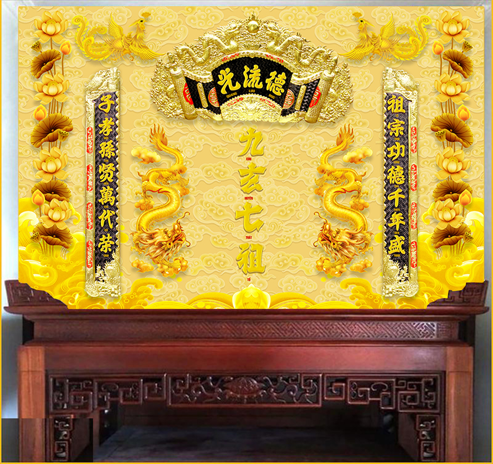 Tranh 3D dán tường Cửu Huyền Thất Tổ