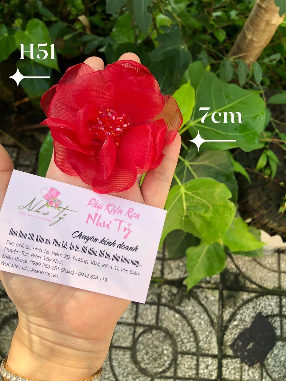 [Có sẵn] [Ảnh thật] hoa von rời 7cm nhụy pha lê cao cấp