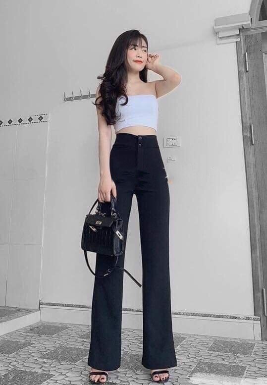 [Quần Ống Loe-Cạp Cao]-2 Khuy Tôn Dáng -Sale Lỗ Giới Thiệu Sản Phẩm-Hàng Thiết Kế Full Size.