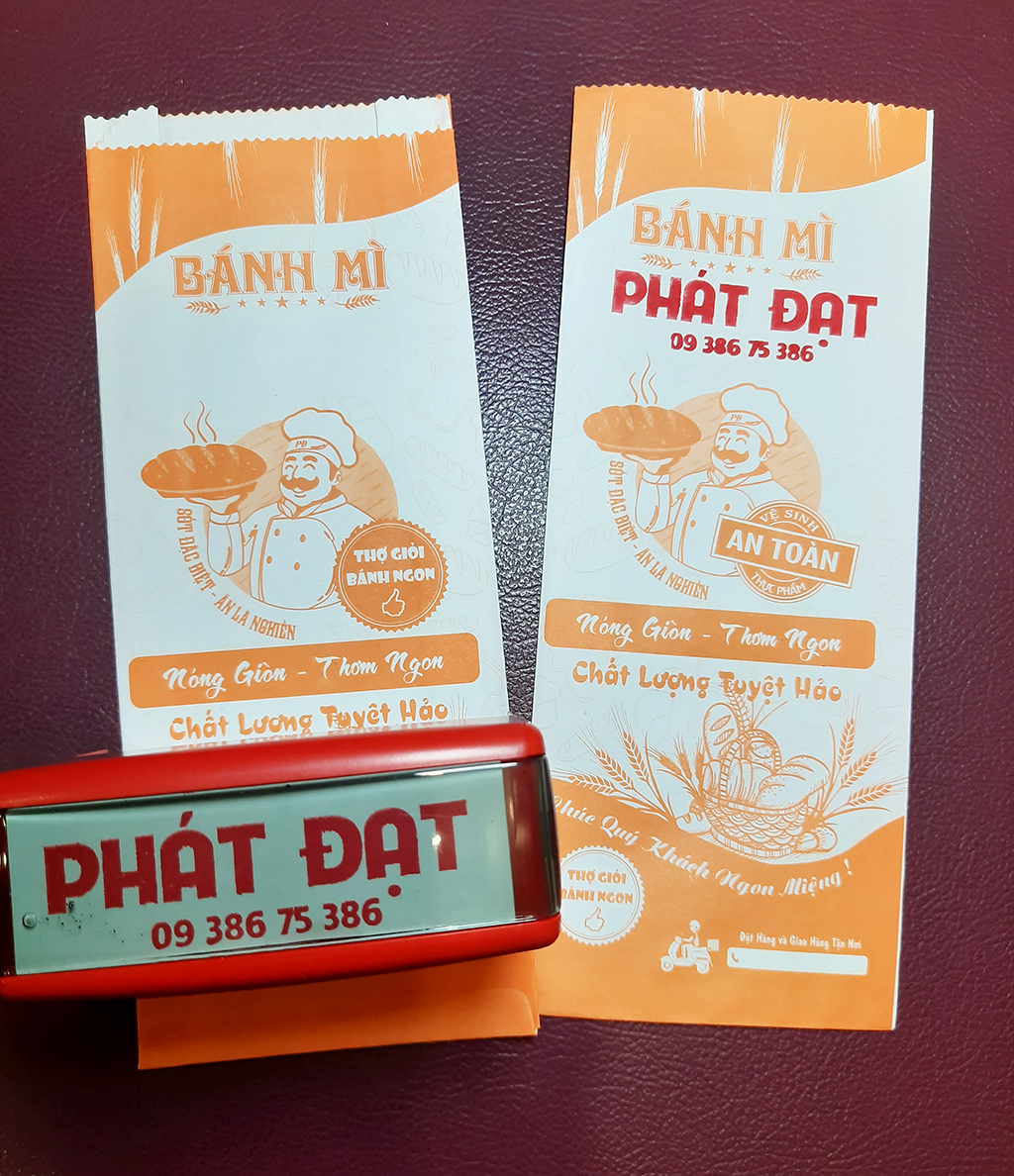 Combo { TỰ IN TÊN } 100 Bao giấy Bánh Mì + 100 Khăn Lạnh Bánh Mì