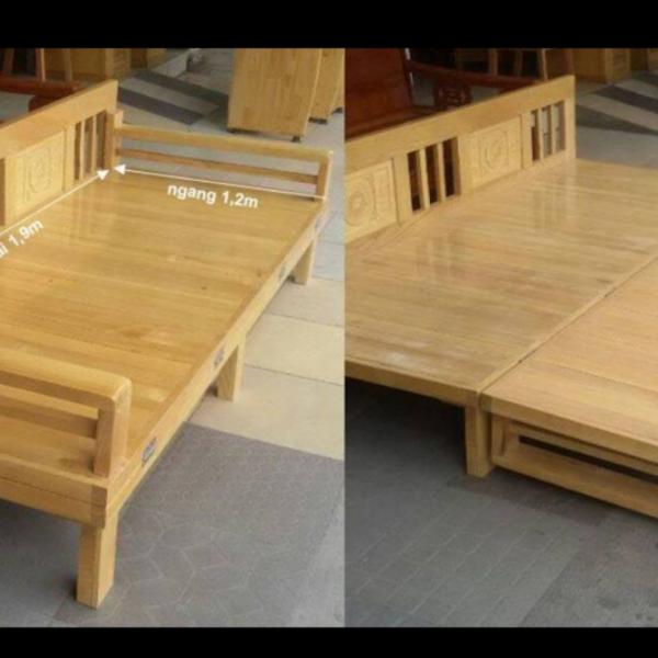 [Trả góp 0%] Ghế gấp thành giường gỗ sồi nga 1m2