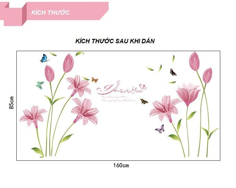 Decal dán tường mẫu hoa  ly hồng mới