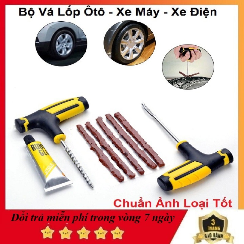 Bộ Tự Vá Lốp Xe, 5 Miếng Tiện Lợi - Bộ Vá Lốp Xe Máy - Ôtô - xe điện