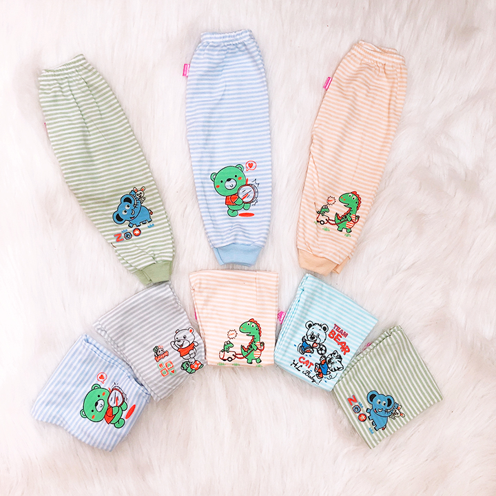 Quần dài nỉ cotton kẻ cho bé trai và bé gái 2-10kg chất vải dày đẹp mềm mát co giãn thoải mái giữ ấm tốt BBShine – QVN005