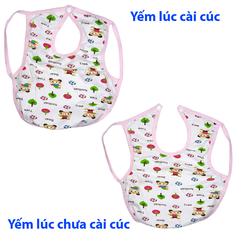 Yếm ăn dặm cỡ đại 2 lớp cotton và nilong chống thấm có dây đeo nách cho bé yêu yđkf- kiba fashion