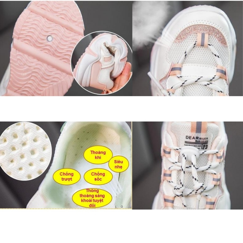Giày Sneaker Bé Gái Thời Trang Phối Nhũ