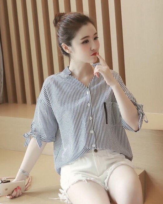 [HCM]Áo sơ mi sọc esla xinh xắn