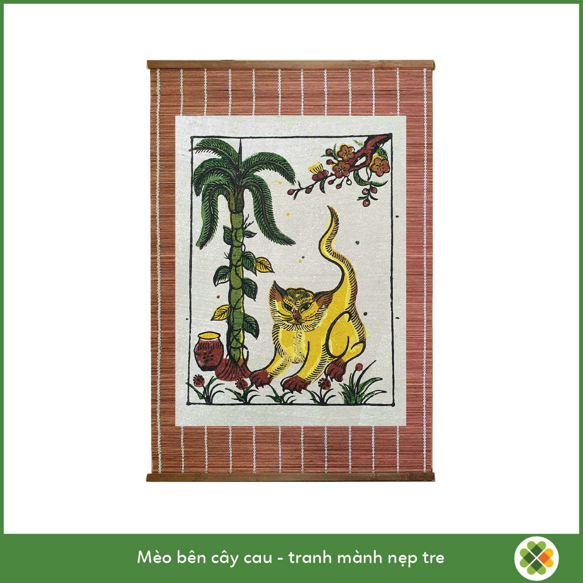 The Cat and the Areca Tree - Dong Ho folk woodcut painting