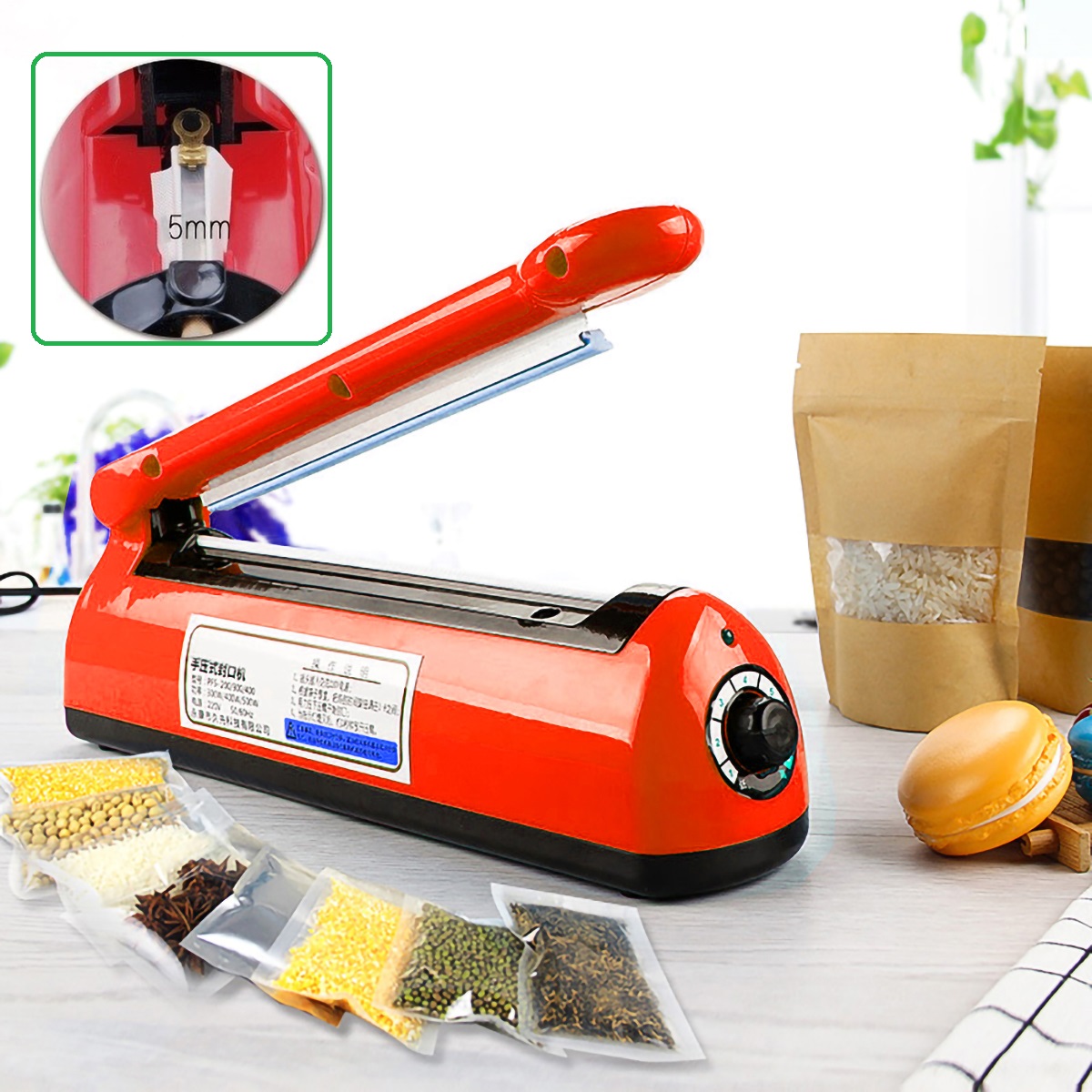 Máy hàn miệng túi dập tay 200x5mm Vĩnh khang shop - Máy ép túi nilon cao cấp đa năng