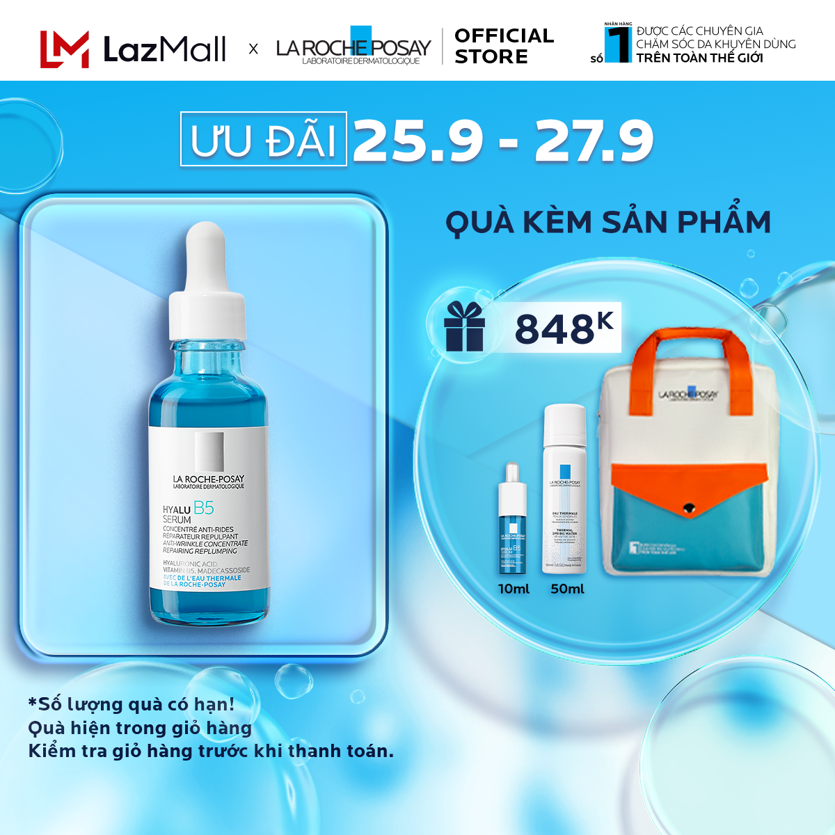 Dưỡng chất chuyên sâu giúp hỗ trợ quá trình tái tạo da La Roche-Posay Hyalu B5 Serum 30ml