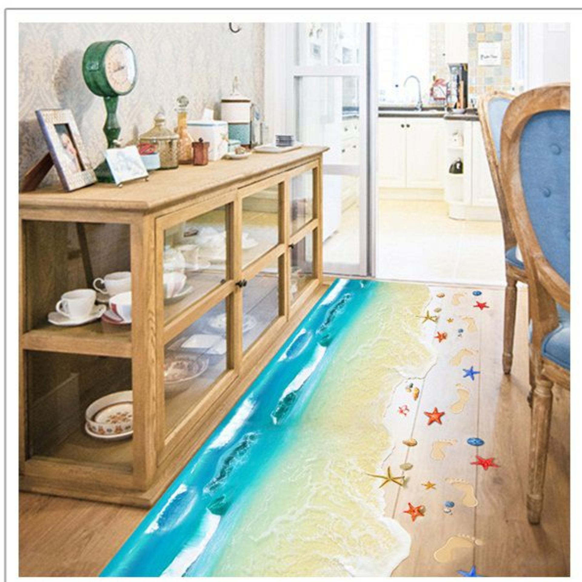 Decal 3D tranh bãi cát biển DCS035 ( 60 x 88 cm)