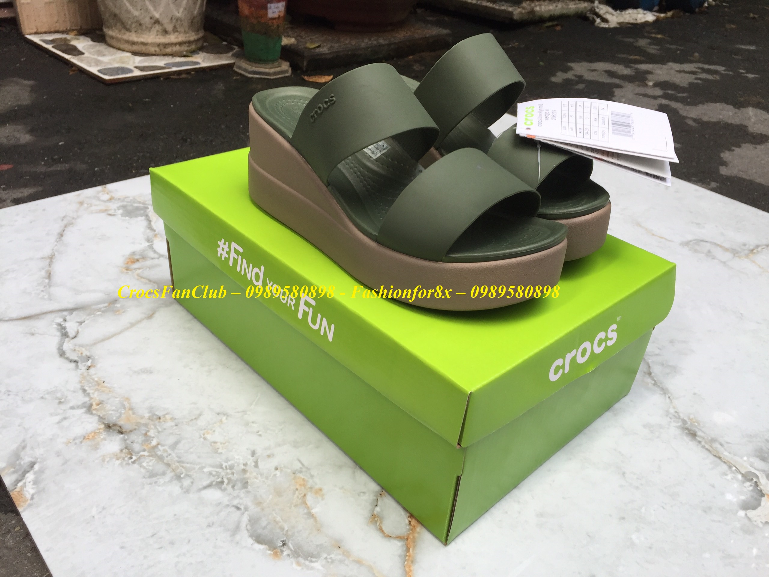 Dép lê quai ngang Brooklyn cross, Đế cao 6,5cm, pb46