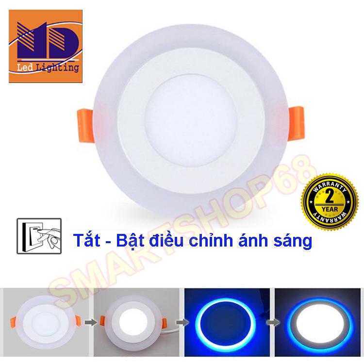 Đèn âm trần tròn viền đổi màu (6w+3-Φ100)