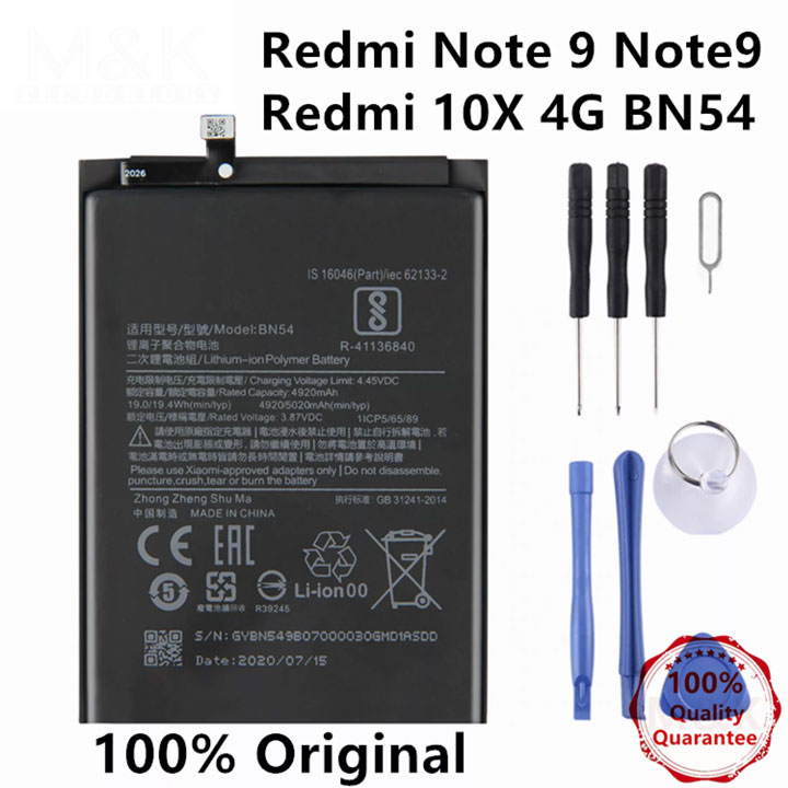 Original Xiaomi Redmi 9, Redmi Y9S, Redmi Note 9 Pro, Redmi Note 10 Pro, Redmi Note 9s, note9, 10x4G, 10x 5G, 10x pro 5G BN52-BN53-BN54-BN55 5020mAh battery