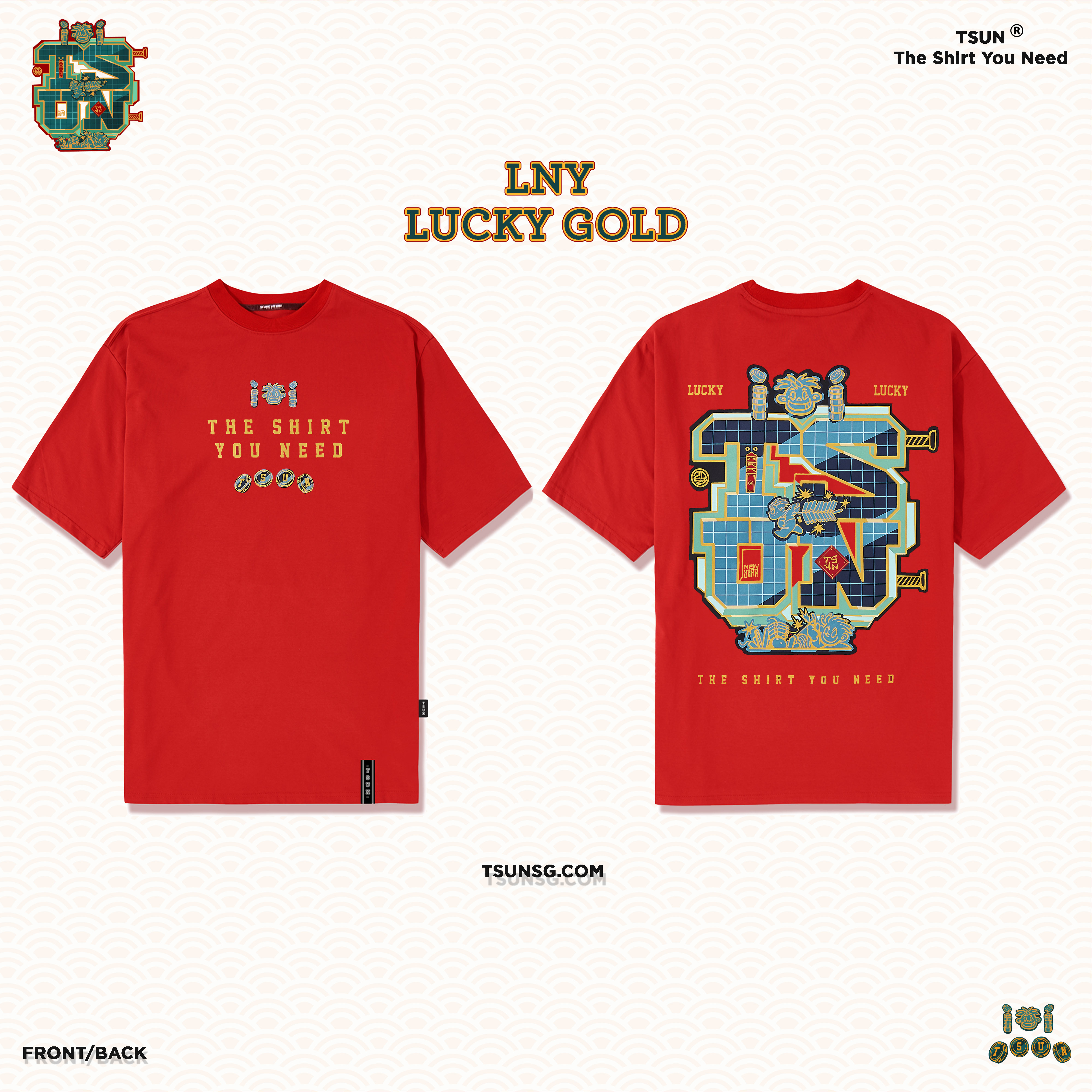 Áo thun TSUN Lucky GOLD - ĐỎ - unisex