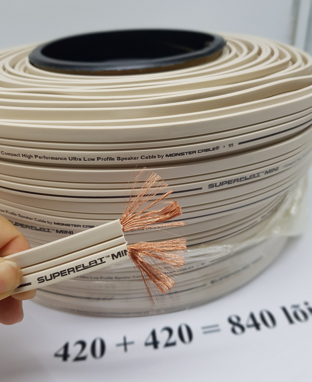 5m Dây loa Monster SUPERFLAT MINI 2 lõi 840 sợi - 2 lõi 3.52mm đồng nguyên chất - Monster SuperFlat mini
