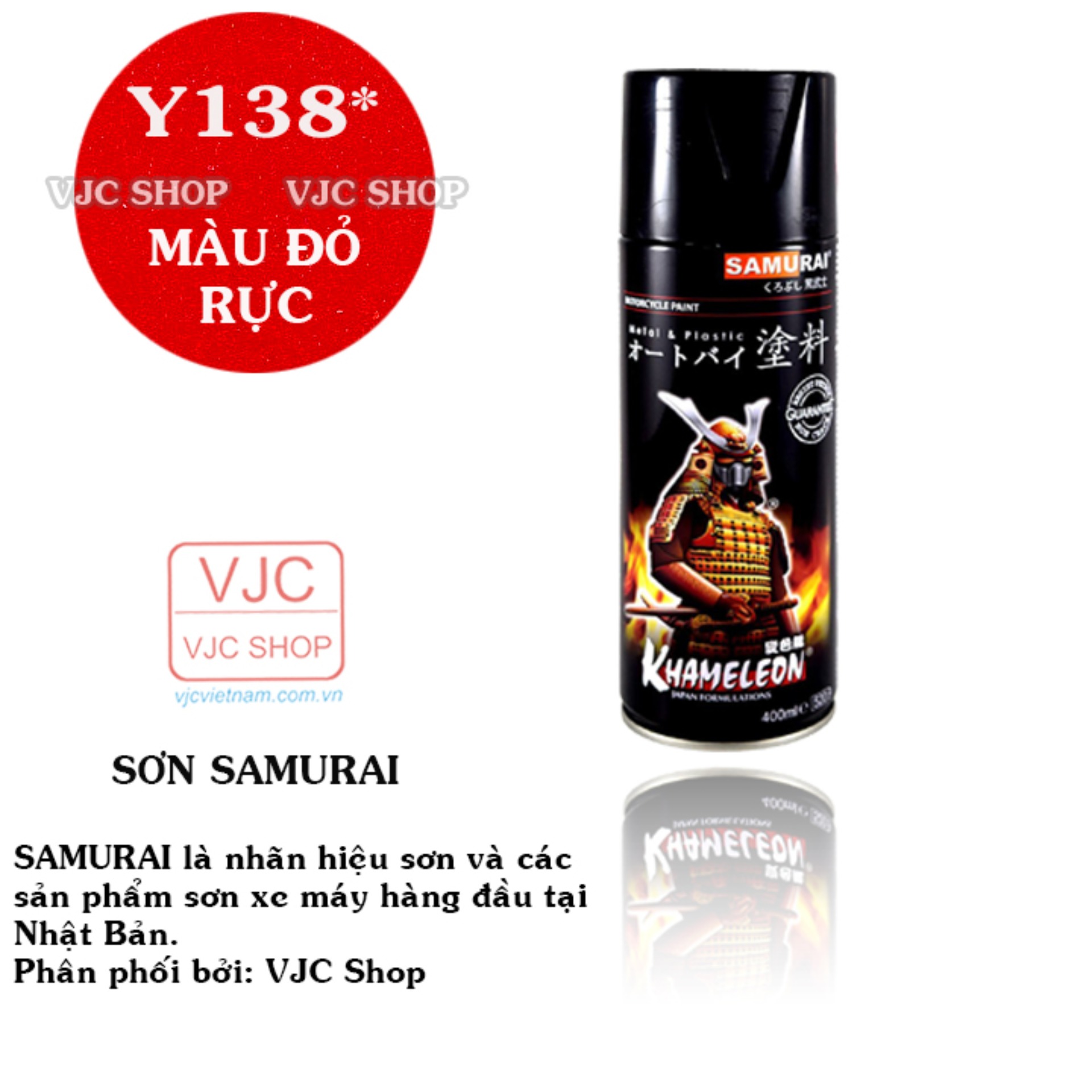Chai sơn xịt sơn xe máy Samurai màu đỏ rực