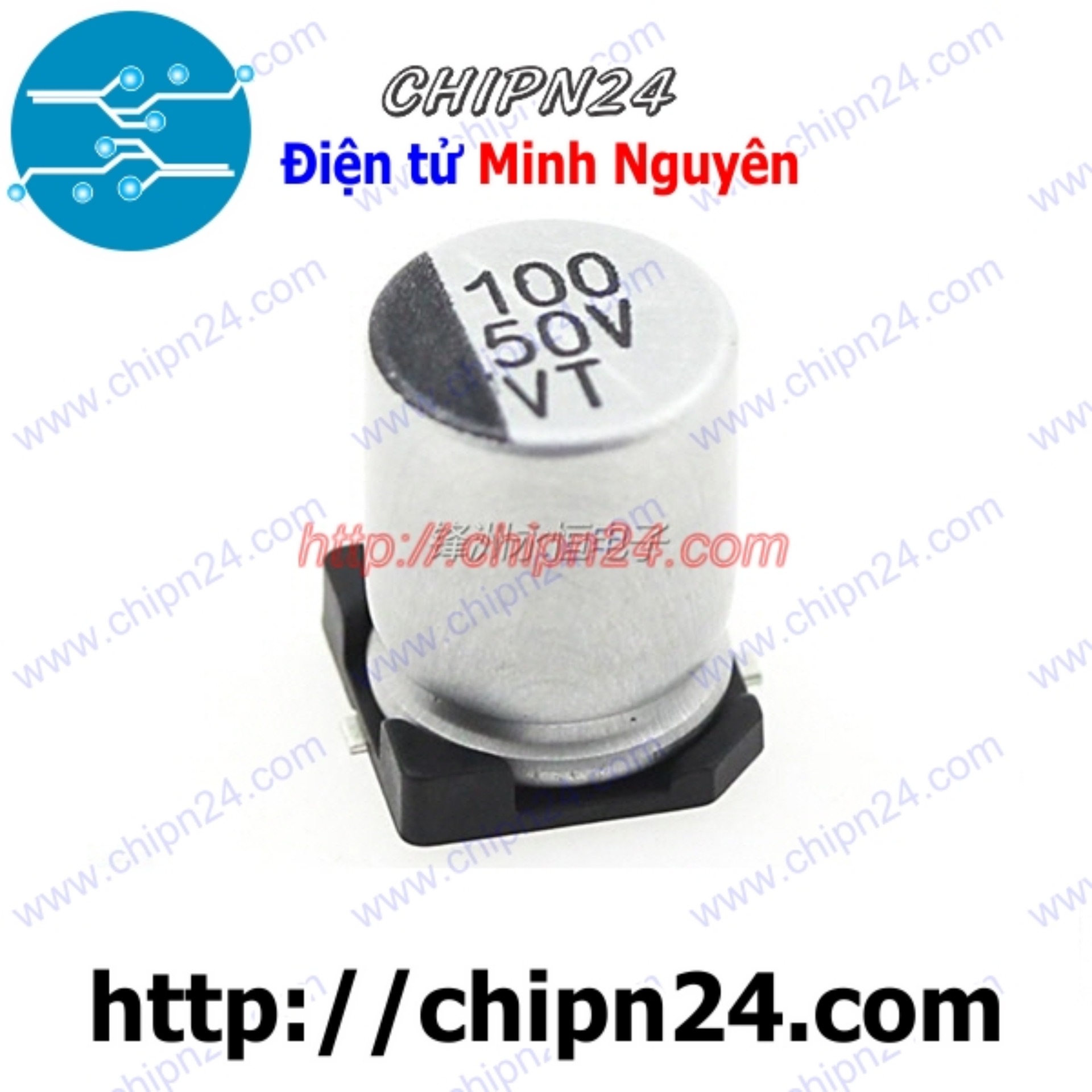 [5 con] (KG2) Tụ nhôm 100uF 50V 8x10mm [SMD Dán]