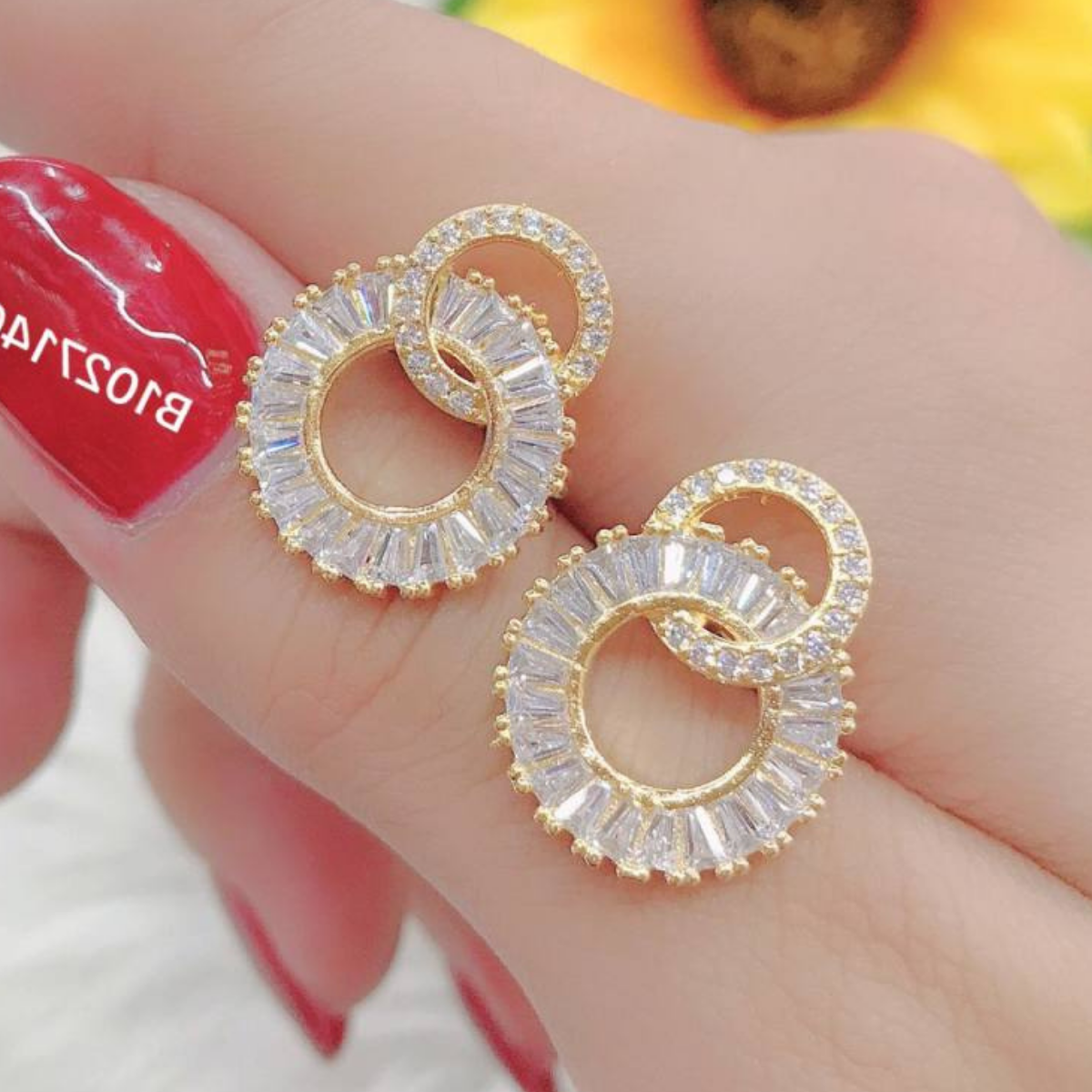Bông tai nữ mạ vàng đính Đá( 01 Đôi Khóa Móc Gài ) M2 7.12 36R