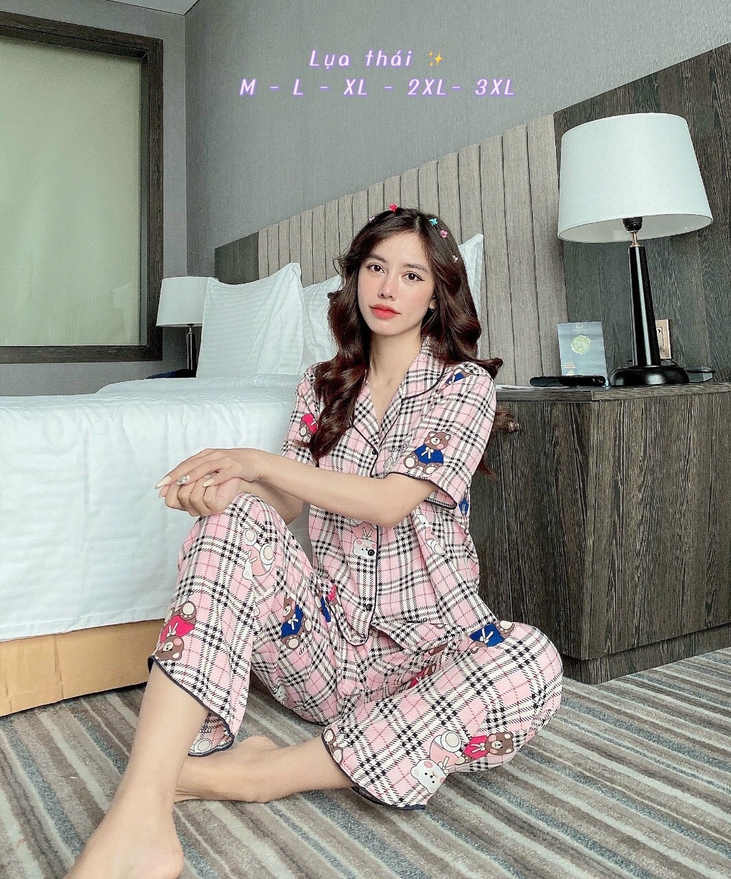 BỘ ĐỒ BỘ PIJAMA LỤA THÁI IN HOẠ TIẾT - M-L ( 45-58 KG)