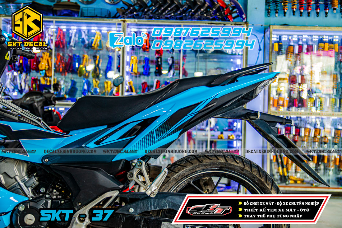tem trùm xe winner x xanh đen decal mccal