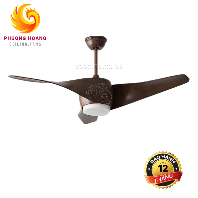Quạt trần trang trí phòng khách 03 cánh nhựa cao cấp đèn LED 3 màu điều khiển từ xa QAT053