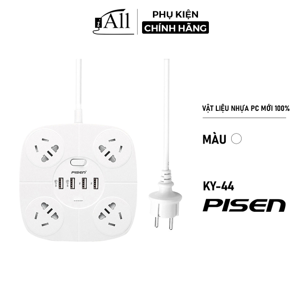Bảng giá Ổ cắm điện thông minh đa năng Pisen KY-44 (4USB, 4AC) - iAll Store