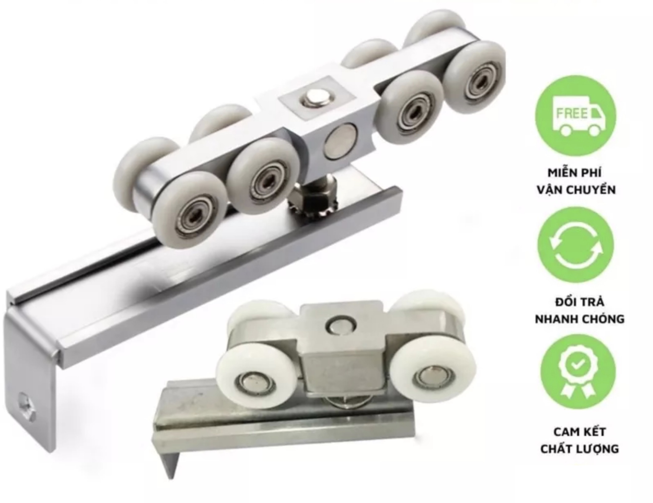 Bánh xe treo con trượt cửa lùa nhôm 4 bánh, 8 bánh