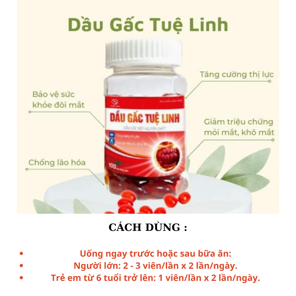 [HCM]Dầu gấc Tuệ Linh lọ 60 viên