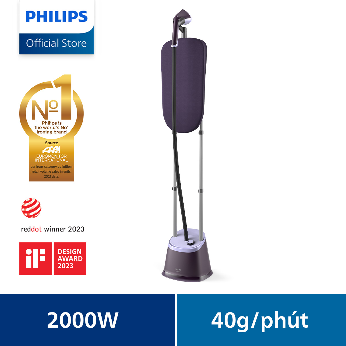 Bàn Ủi Hơi Nước Đứng Philips STE3160/30 - Hàng Phân Phối Chính Hãng