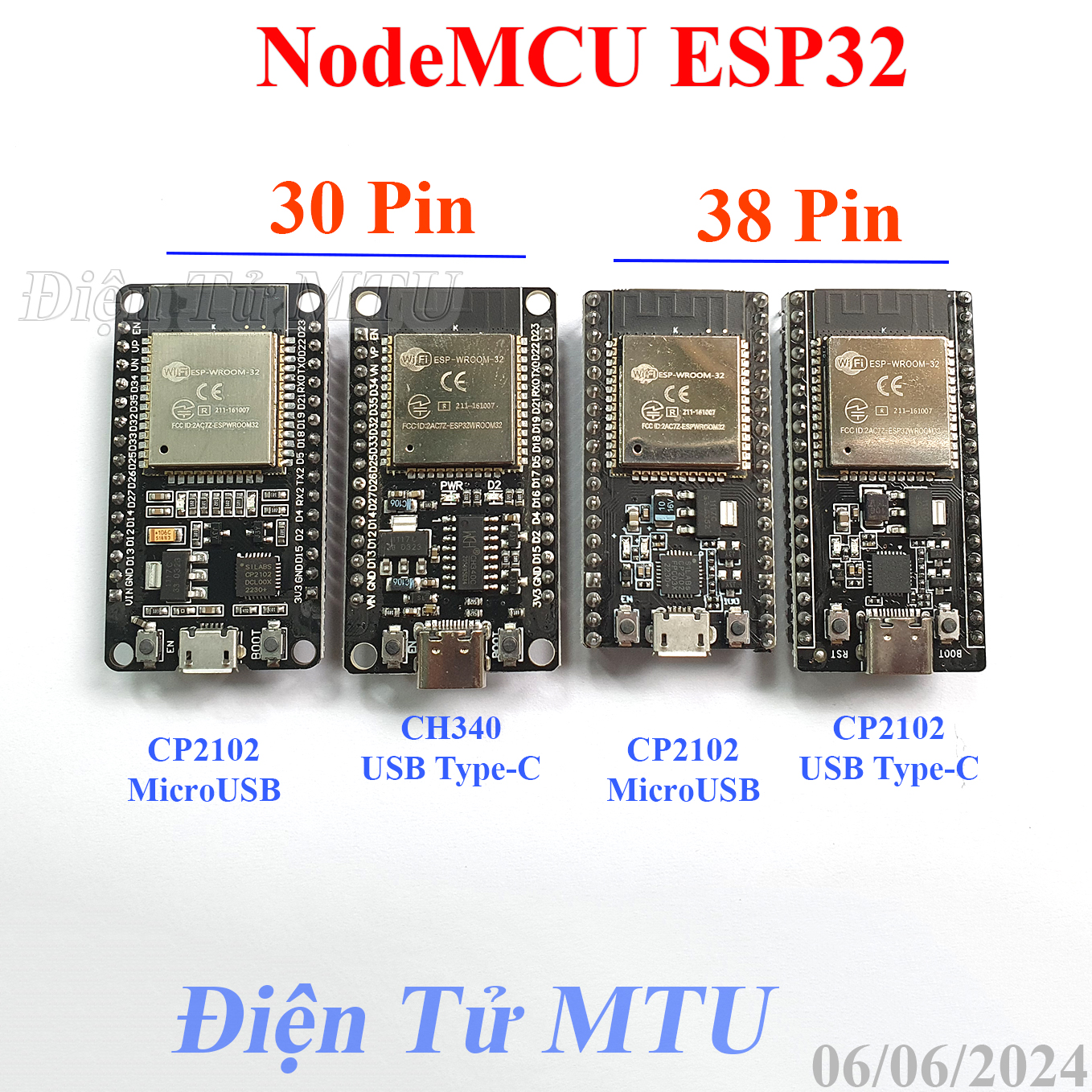 NodeMCU ESP32 Wifi BLE - CP2102 - WiFi 2.4GHz + Bluetooth BLE