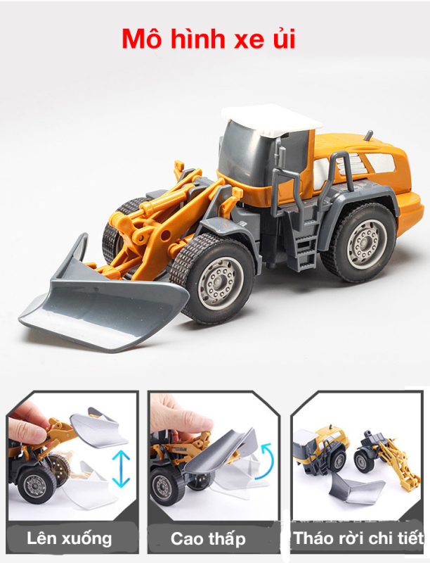 Xe đồ chơi (xe mô hình) xe ủi có thể tháo rời các chi tiết cho bé chất liệu nhựa ABS chắc chắn an toàn, tỉ lệ lớn