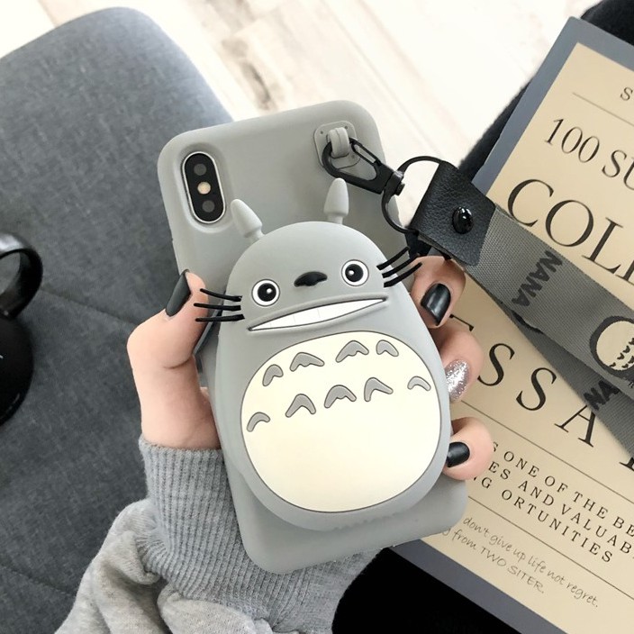 [ IPHONE] Ốp Silicon Ví Hình Thú - Kèm Dây Đeo