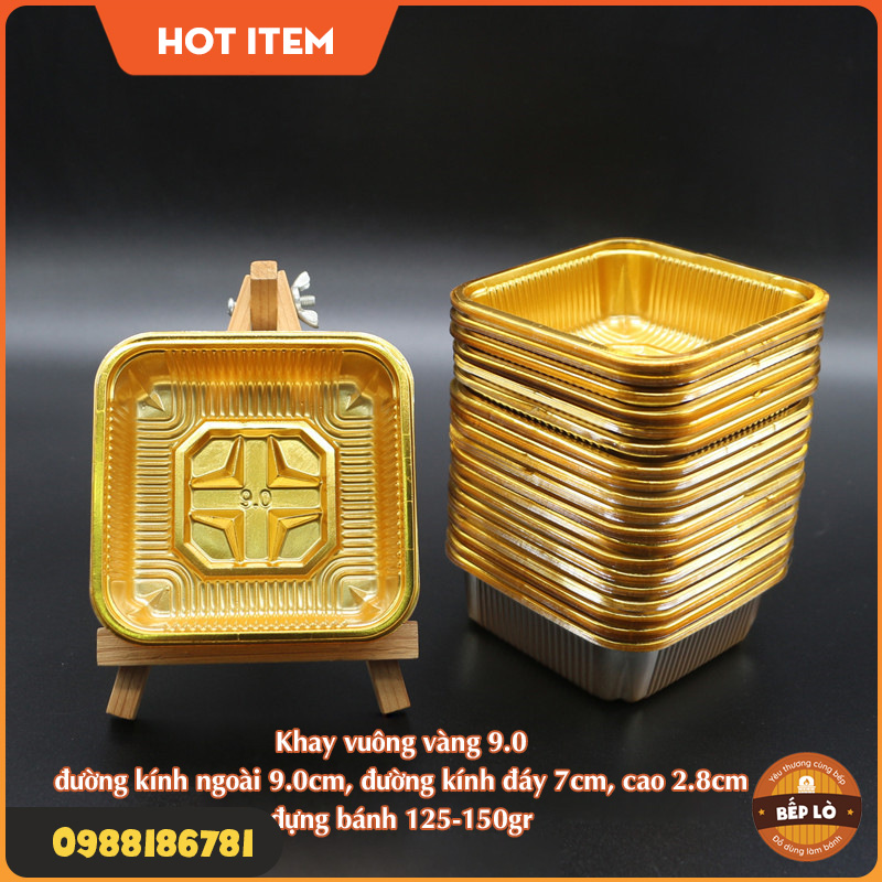 Khay đựng bánh trung thu vàng sang trọng giá rẻ 50g 75g 100g 125g 150gr - set 100 khay